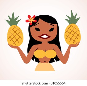 pretty pineapple hula girl