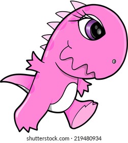 Pretty Pink Dinosaur Vector Illustration Art