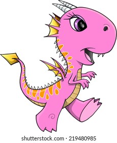 Pretty Pink Dragon Illustration Art