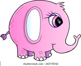 Pretty Pink Elephant Vector Illustration Art