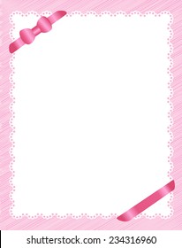 Pretty pink invitation background with ribbon bow on corners