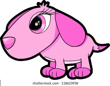 Pretty Pink Puppy Dog Vector