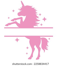 Pretty pink unicorn split monogram