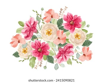 pretty pink white watercolor floral bouquet