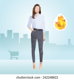 Pretty polygonal businesswoman or office secretary