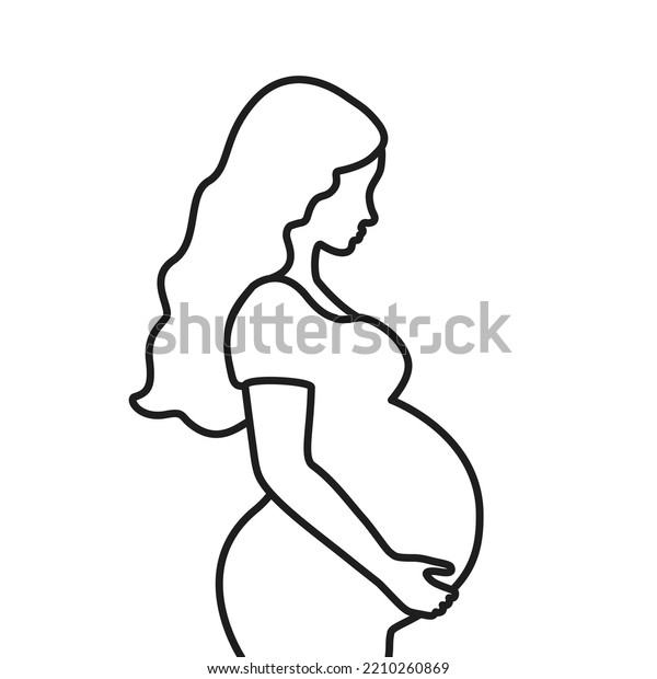 Pretty Pregnant Woman Love Her Belly Stock Vector (Royalty Free
