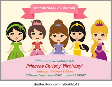 Pretty Princess Birthday Party Invitation