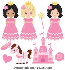 Pretty princess vector cartoon illustration 