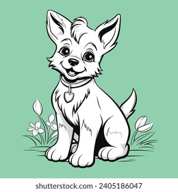 Pretty Puppy Dog vector. A professionally designed stock vector for kids, blending fun and learning effortlessly. 