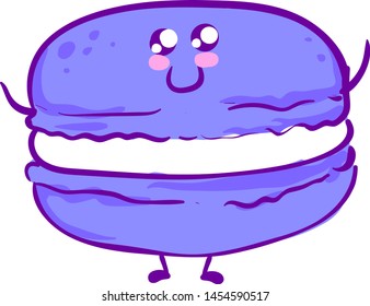 Un bello macarón morado, ilustración, vector sobre fondo blanco.