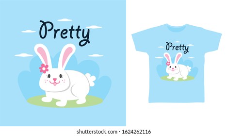 Pretty rabbit design vector illustration ready for print on tee, poster and other uses.