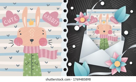 Pretty rabbit idea for greeting card.