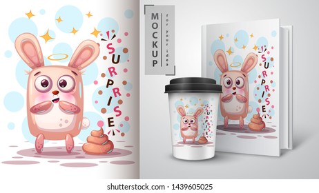 Pretty rabbit - mockup for your idea. Vector eps 10