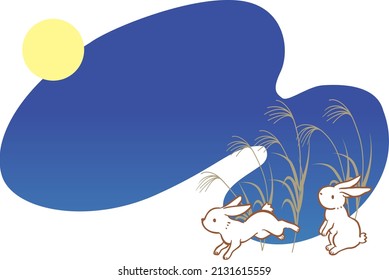Bonito conejo con ilustración vectorial lunar. Evento tradicional japonés "Otsukimi".
