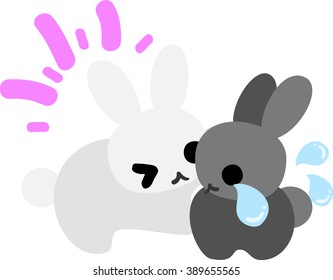 The pretty rabbit which cheers up a crying rabbit