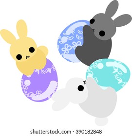The pretty rabbits and Easter eggs