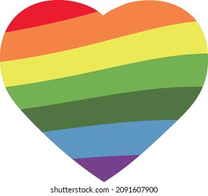 Pretty rainbow heart-shaped illustration icon