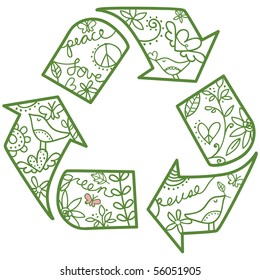 pretty recycling symbol. Easy to change colors. Great for any "Go Green" project. Trendy & unique element.