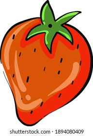 Pretty red strawberry, illustration, vector on white background