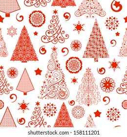 Pretty red tree Seamless Pattern - access swatch to fill in your designs 