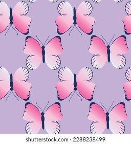 pretty retro butterfly tile print in pink purple and white in vector seamless pattern for teen and fashion