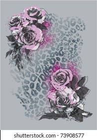 pretty rose bundle with an animal print background