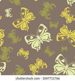Pretty seamless butterfly iterative pattern isolated on contrast back layer. Wildlife butterfly repeat theme vector. Wildlife insect fauna clipart for cover.
