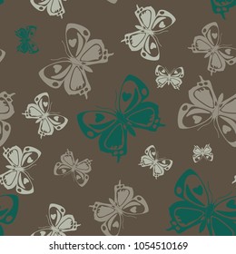 Pretty seamless butterfly iterative texture isolated on contrast back layer. Flying butterfly repeat theme vector. Wildlife insect fauna artwork for advertising.