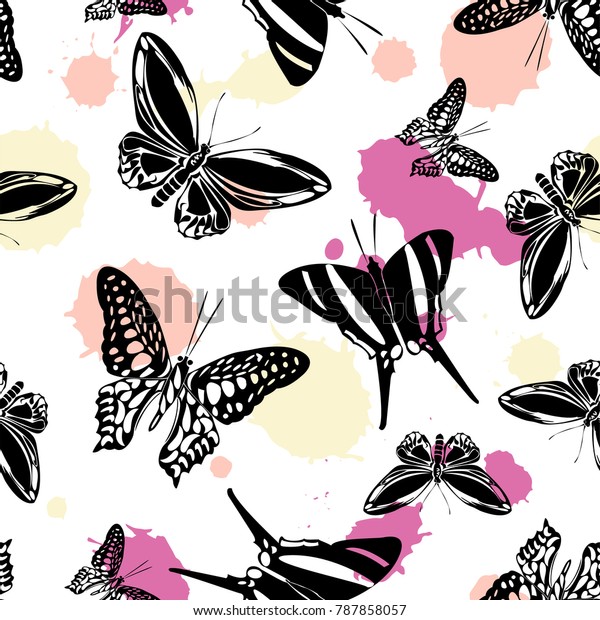 Pretty Seamless Butterfly Kite Template Pink Stock Vector (Royalty Free