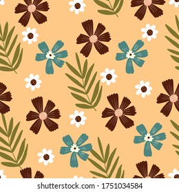Pretty Seamless pink pastel peach flower floral pattern. Neutral fall pattern. Stylish repeating texture. stylish Fall maroon, blue, white, beige colors.