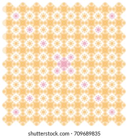 Pretty self made pattern made from only circles in different size. Circles overlapping each other. Soft pink and orange colors. Square composition.