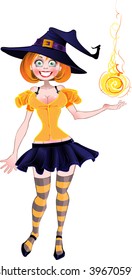 Pretty sexy witch with fireball