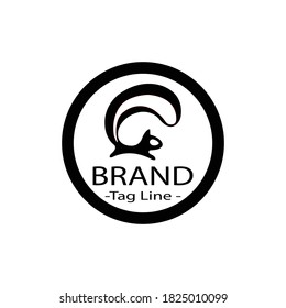 pretty simple black and white squirrel logo