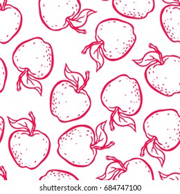Pretty sketched seamless pattern made of hand drawn apples.
