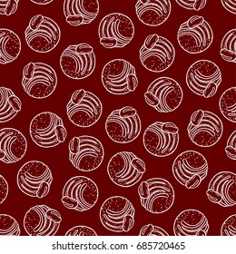 Pretty sketched seamless pattern made of hand drawn chocolate candies.
