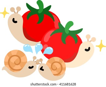 Pretty snails and tomatoes