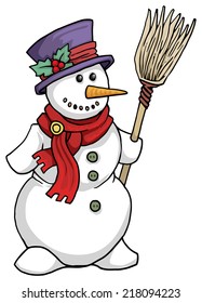 Pretty snowman, vector illustration