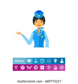 Pretty stewardess icon