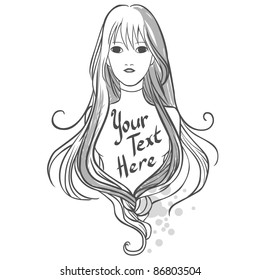 Pretty strange young girl in vector