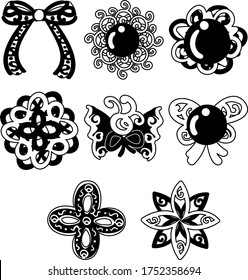 The pretty and stylish icons such as ribbons or broaches.