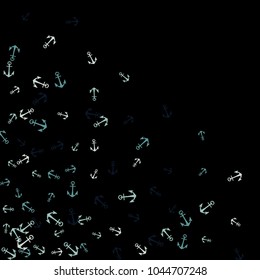 Pretty summer background with anchors. Anchor In Cartoon Free Style. Pattern Art Illustration Vector
