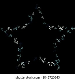 Pretty summer background with anchors. Anchor In Cartoon Free Style. Pattern Art Illustration Vector
