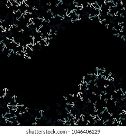 Pretty summer background with anchors. Anchor In Cartoon Free Style. Pattern Art Illustration Vector
