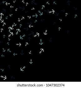 Pretty summer background with anchors. Anchor In Cartoon Free Style. Pattern Art Illustration Vector
