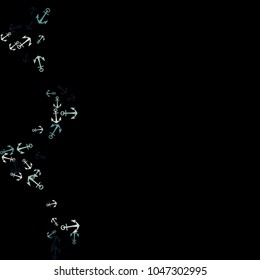 Pretty summer background with anchors. Anchor In Cartoon Free Style. Pattern Art Illustration Vector
