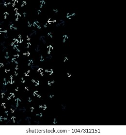Pretty summer background with anchors. Anchor In Cartoon Free Style. Pattern Art Illustration Vector
