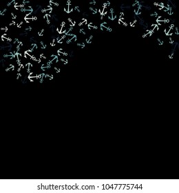 Pretty summer background with anchors. Anchor In Cartoon Free Style. Pattern Art Illustration Vector
