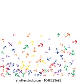 Pretty summer background with anchors. Anchor In Cartoon Free Style. Pattern Art Illustration Vector
