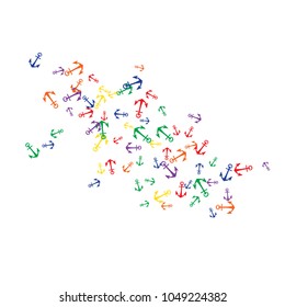 Pretty summer background with anchors. Anchor In Cartoon Free Style. Pattern Art Illustration Vector
