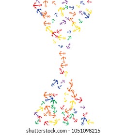 Pretty summer background with anchors. Anchor In Cartoon Free Style. Pattern Art Illustration Vector
